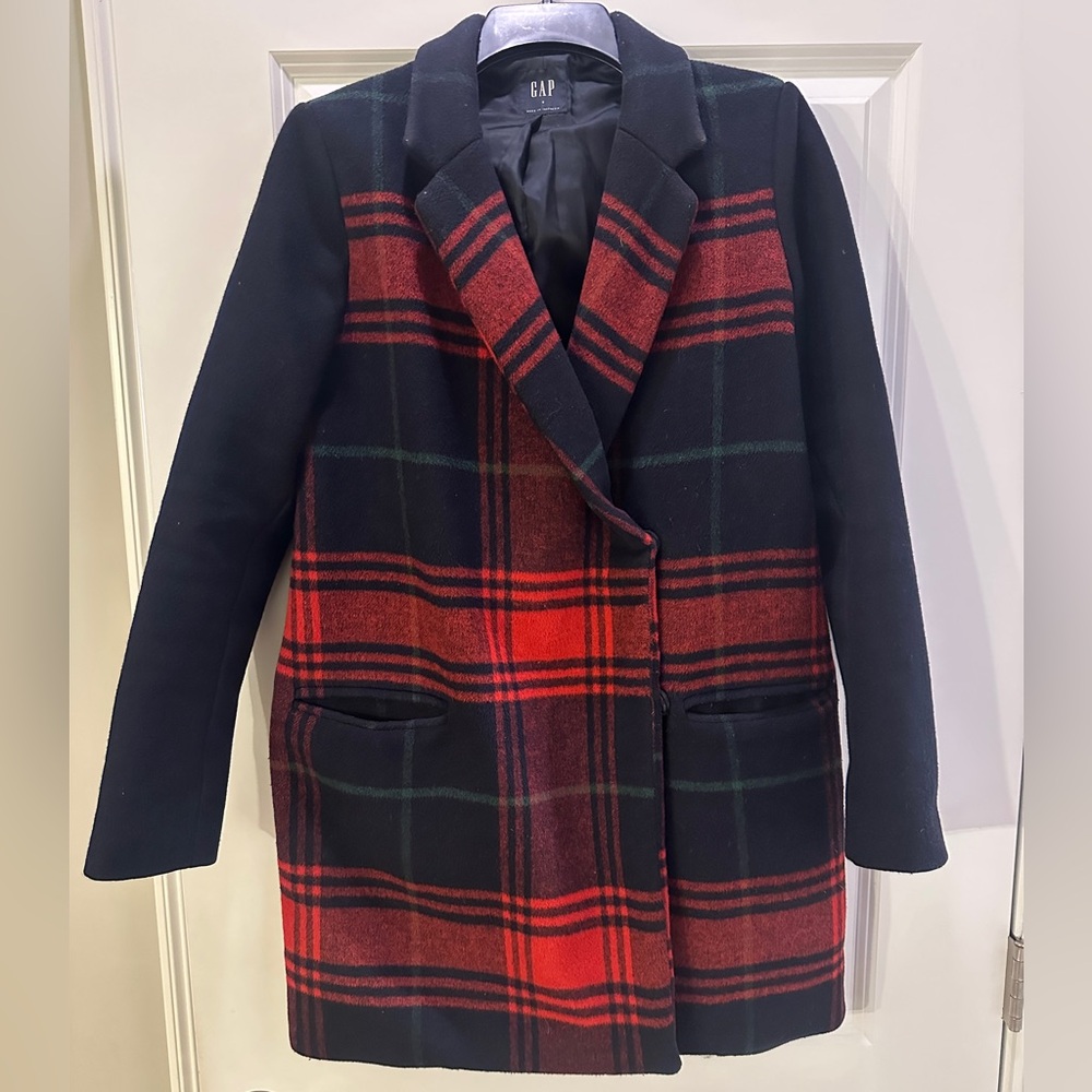 GAP Wool Red Plaid coat
